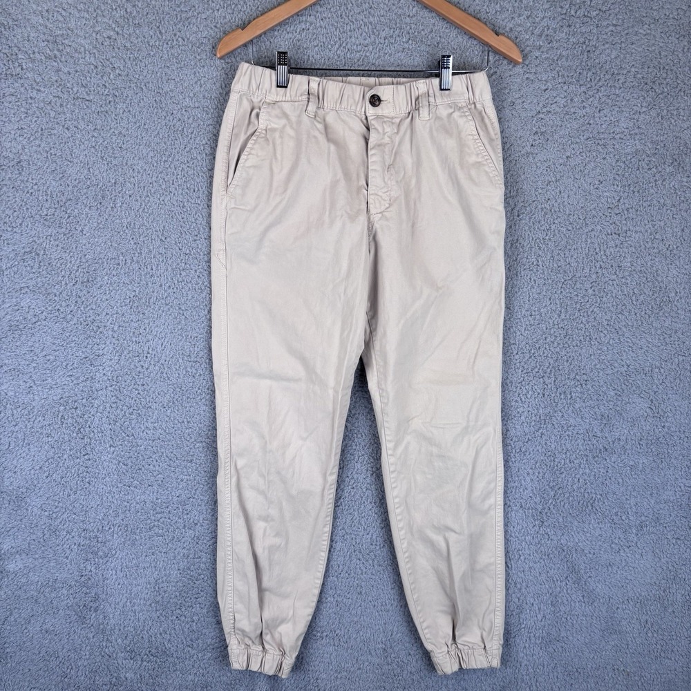 Bearbottom Pants Mens Medium Khaki Beige‎ Stretch Jogger Elastic Cuffs Casual